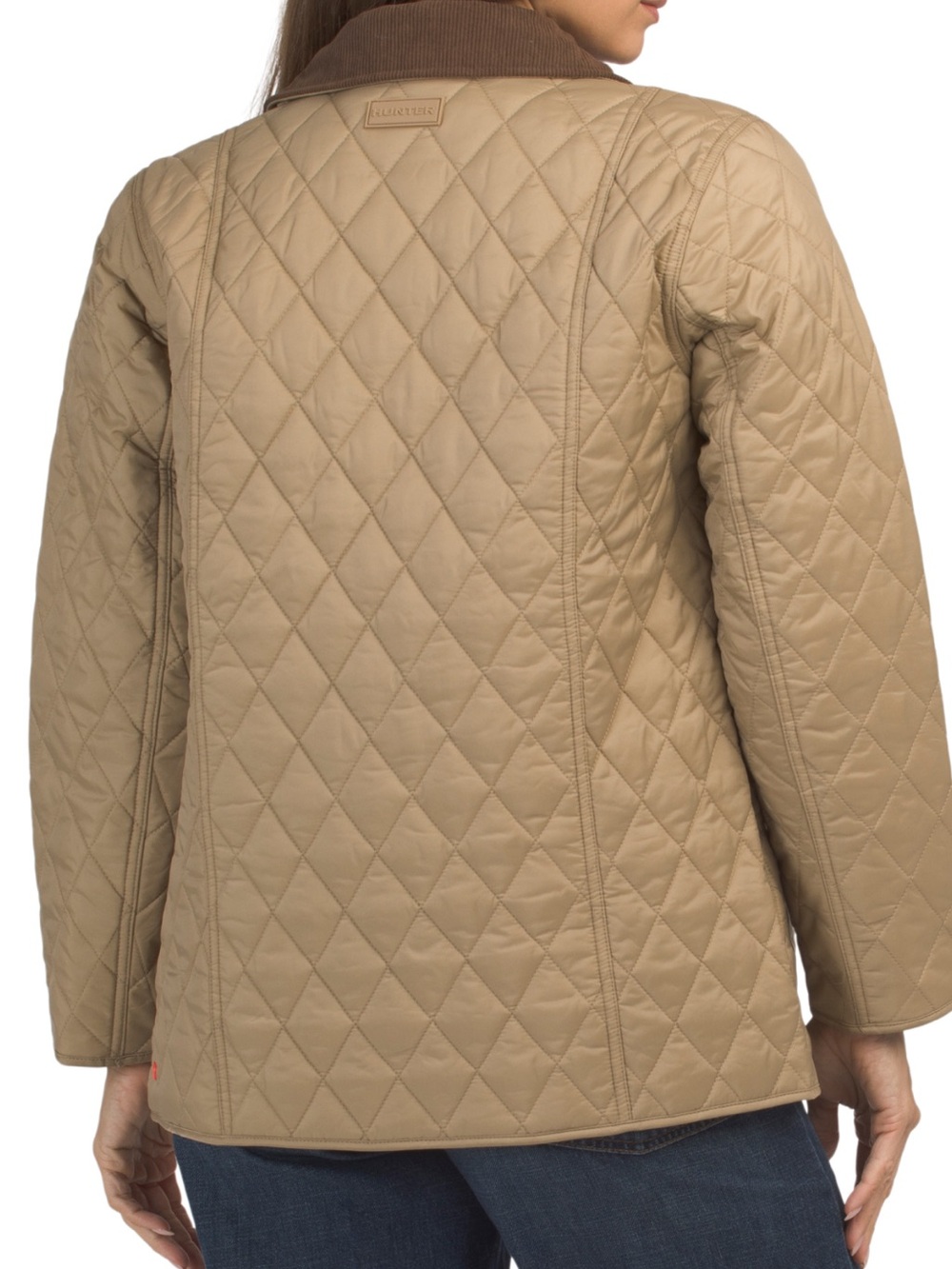 Hunter Quilted Tan Women's Jacket with Brown Corduroy Collar - Picture 2 of 2